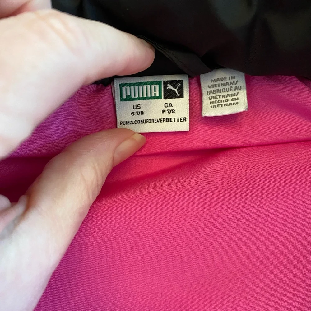 PUMA Girls Insulated Puffer Vest Pink & Black Size Small 7/8